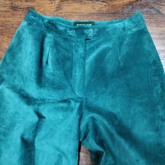 Bushwacker Vintage Teal Genuine Leather Suede High Rise Pants Women's Size 8 - Picture 6 of 16